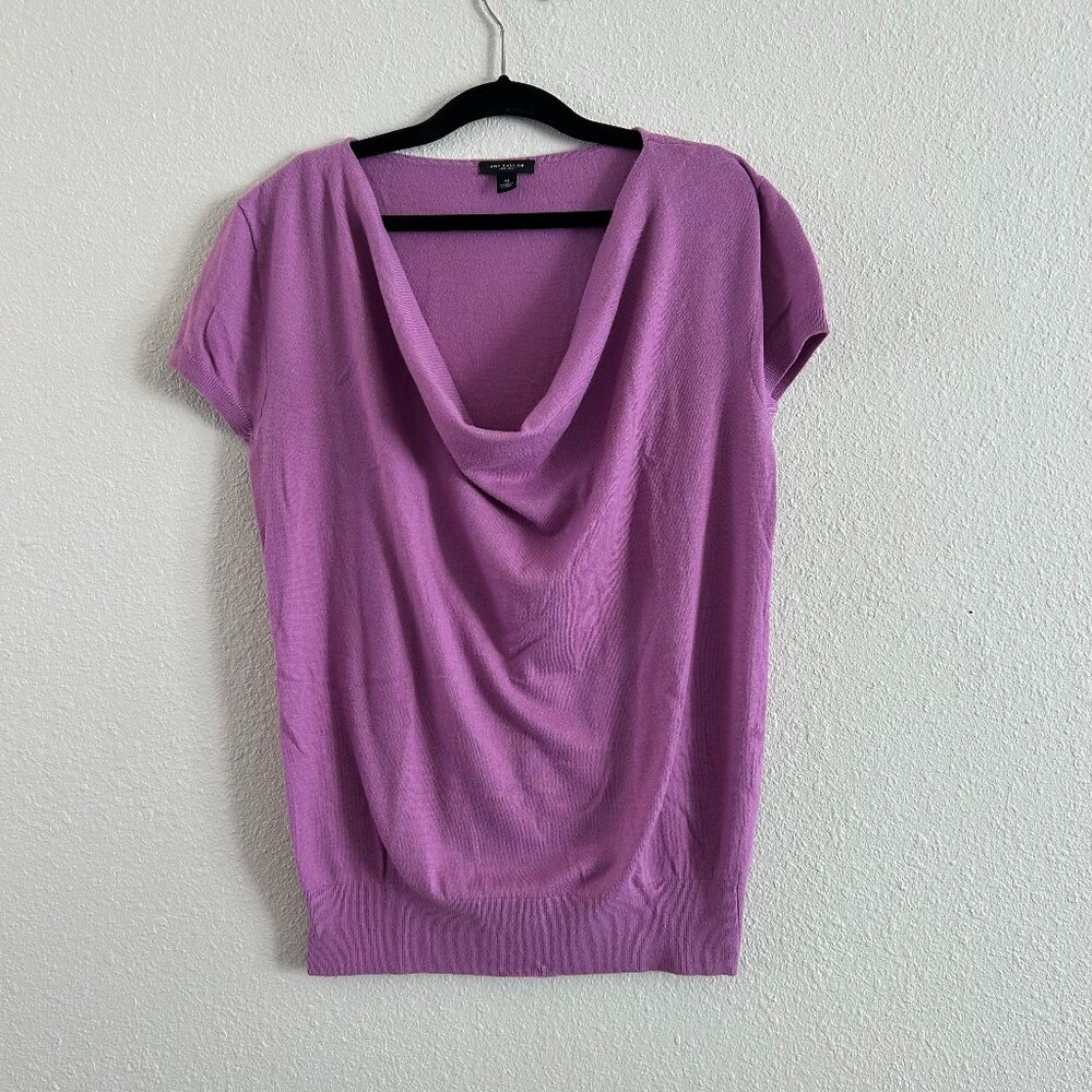 Ann Taylor Purple Cowlneck Medium Short Sleeved Sweater